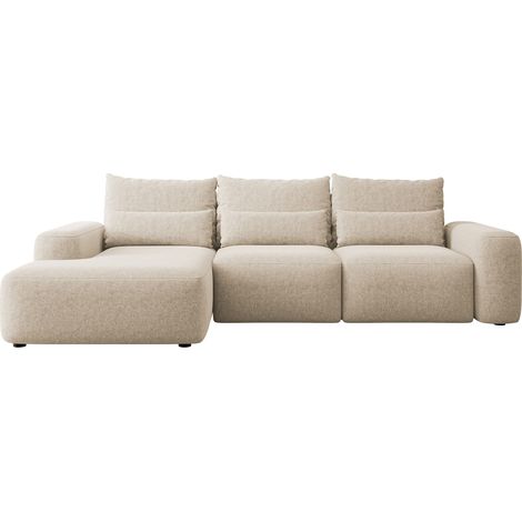 Selsey CARNOS - Ecksofa mit Schlaffunktion, Chenille-Bezug in Beige, linksseitig (1/5)