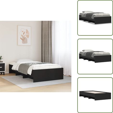 Bettgestell Schwarz 100x200 cm Holzwerkstoff - Bettgestell - Bettgestelle - Bettrahmen - Bett (1/5)