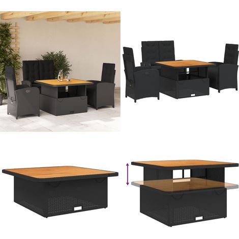 Ensemble à manger de jardin 4 pcs avec coussins noir - Chaise de jardin - Banc de jardin (1/5)