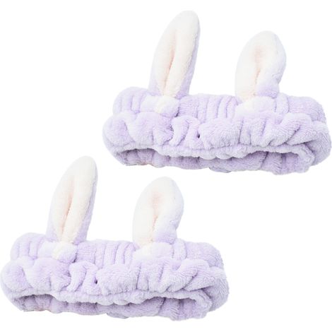 Headband Cosmetique - Oreilles De Lapin - Microfibre Polaire Élastique - Pour Soins Visage Et Maquillage - 1 Pièce (1/5)