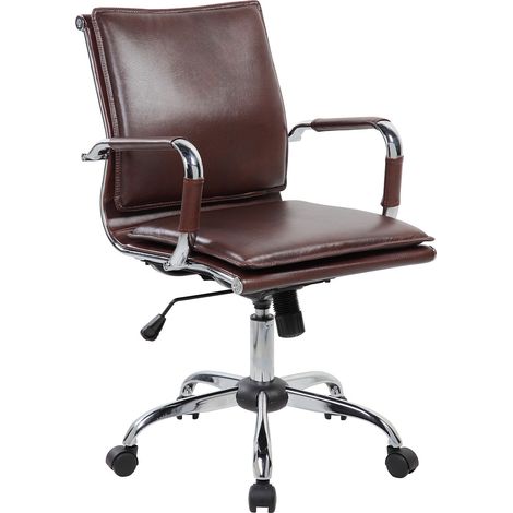 Poltrona da Ufficio Direzionale Dallas con Braccioli 54x62x92-102 cm in Pelle Sintetica Cuoio (1/5)