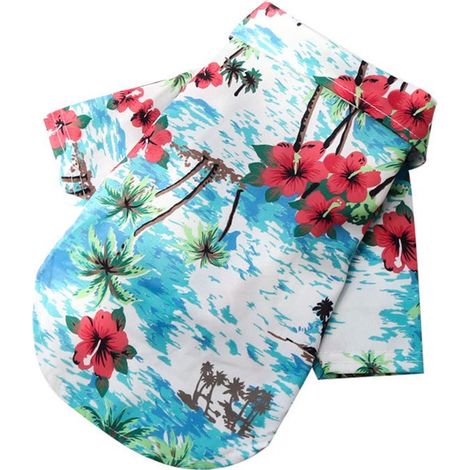 T-shirt d'été hawaïen pour petits chiens, polo respirant pour animaux, vêtement pour promenades et vacances (1/5)