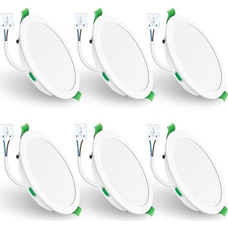 Set of 6 Recessed LED Spotlights, 190-205 mm Cutout for Kitchen, White (1/5)