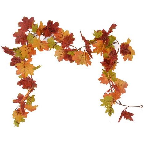 Guirlande décorative en érable artificiel, guirlande de feuilles d'automne, décoration pour Thanksgiving et Halloween, fausse vigne d'érable, double feuille d'érable en rotin type A (1/5)