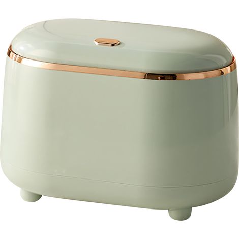 Poubelle de bureau, mini-poubelle à grande ouverture en ABS, avec couvercle, vert clair