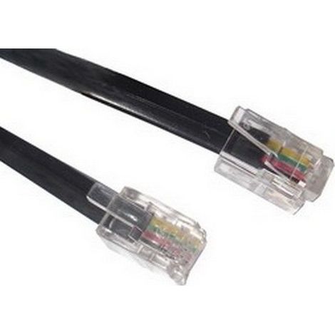 Cable de liaison et communication embout mâle RJ9 / mâle RJ9 noir longueur 12m DISTECH CBL-12
