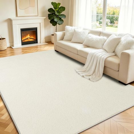 Grand tapis de salon, moelleux, lavable, 160 x 230 cm, crème (1/5)