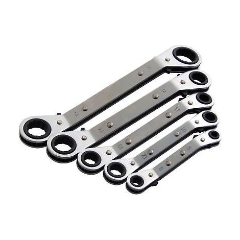 HEAVY DUTY 5PC METRIC OFFSET REVERSIBLE RATCHET RING SPANNER WRENCH SET 6-21MM
