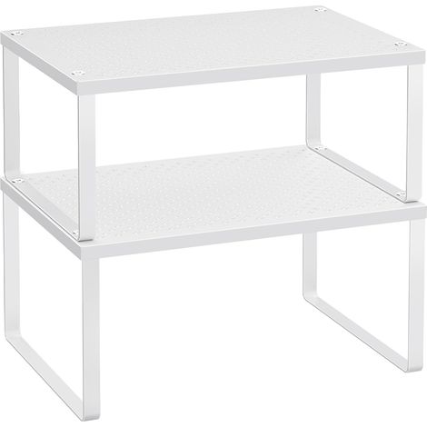 Étagère à Épices - Lot de 2 - Métal Blanc - Empilable et Extensible - Rangement Cuisine et Cellier - Dimensions Adaptables (1/5)