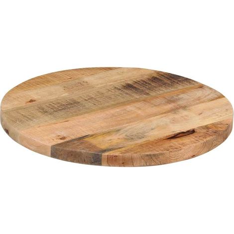 Tischplatte Ø 40x2,5 cm Rund Raues Massives Mangoholz