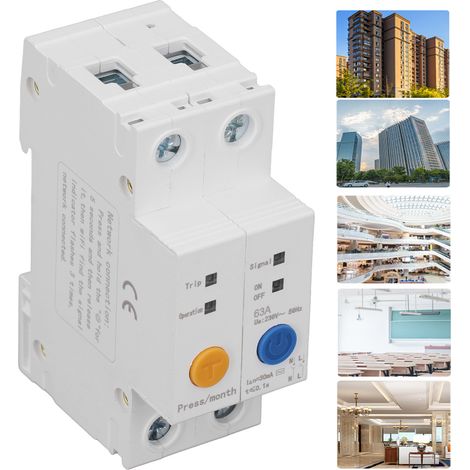 Interrupteur de disjoncteur intelligent AC230V avec minuterie et relais, compatible Wi-Fi, pour montage sur rail DIN et commande à distance via application mobile Ewelink (2 pôles/63 A). (1/5)