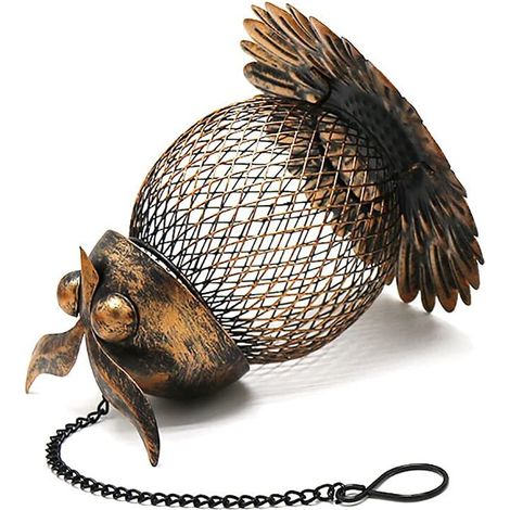 Rubberskin Mangeoire à Oiseaux pour L'extérieur Mangeoire à Oiseaux Sauvages Suspendue pour la Décoration de Jardin Maille Métallique Mangeoires à Oiseaux Sauvages Décoration de Hibou (1/5)