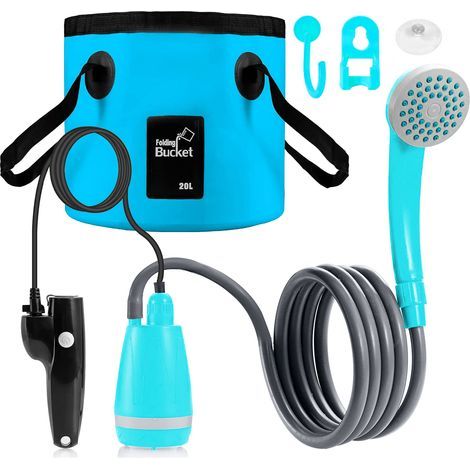 Portable Shower for Camping, Rechargeable Outdoor Electric Shower, 20L Collapsible Bucket, for Camping, Hiking, Travel (1/5)