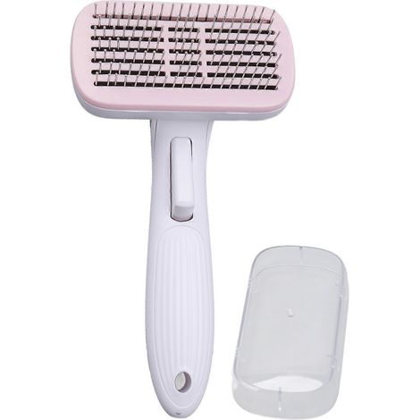 Brosse de toilettage professionnelle pour chien et chat, peigne démêlant auto-nettoyant à poils souples, élimine les poils morts, accessoire de soin animalier, outil de brossage efficace (1/5)