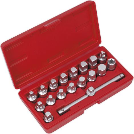 Sealey Oil Drain Plug Key Set 3/8""Sq Drive 21pc AK6586