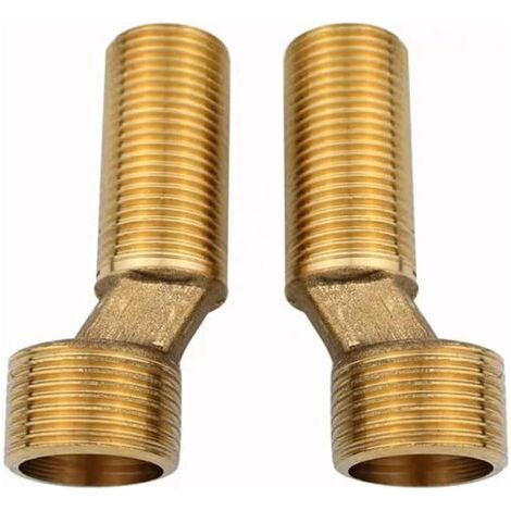 Pair 2 pièces Adaptateur de raccord S, 3/4 pouces x 1/2 pouce filetage extérieur S adaptateur pour pomme de douche, décalé de 8 mm, longueur 65 mm, bras pivotant réglable, raccord excentrique pour rob (1/5)