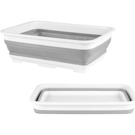 Bassine Pliable en Silicone et Plastique 37 x 27 x 11,8 cm – Cuvette Rectangulaire pour Vaisselle, Légumes, Camping et Rangement (1/4)