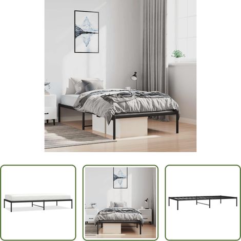 vidaXL Schrankbett - Bettgestell Metall Schwarz 100x200 cm