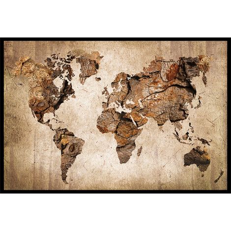 Affiche encadrée carte du monde texturée vintage (1/5)