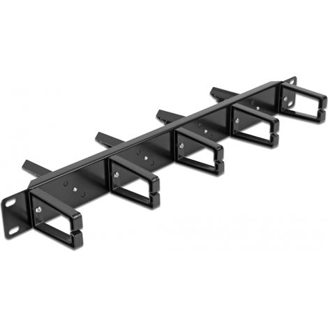 Delock Panel de enrutamiento de cables de 19 a ambos lados con 9 ganchos (5 x verticales, 4 x inclinados a 45Â°) 1U negro