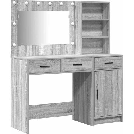 Maison Exclusive - Schminktisch mit Spiegelbeleuchtung 2 pcs Grau