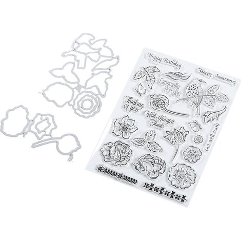 Tampon transparent, matrice de découpe, caoutchouc transparent, motif feuille, fleur, oiseau, loisirs créatifs pour journal créatif. (1/5)
