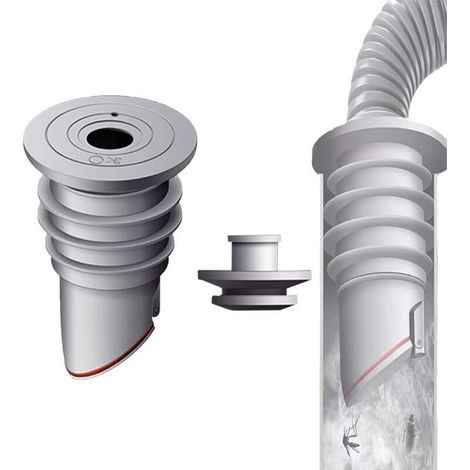 Guarnizione per tubo di scarico della lavatrice, 35-40 mm, grigia, con tappo di tenuta in silicone, per lavatrice e cucina - Crezuo