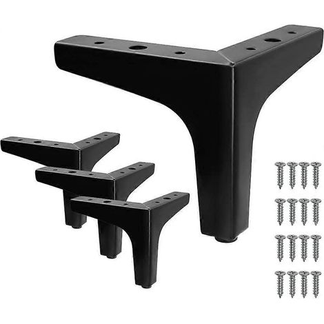 Verstellbare Schrankbeine, 17 cm / 7 Zoll, Möbelbeine, Gold, 4er-Set Moderne Tischbeine, dreieckige Metallfüße Sofafüße, Couchbeine, Ersatz, 13 cm / 5 Zoll, Schwarz