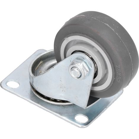 Roulette silencieuse industrielle 360° TPR caoutchouc gris 75mm avec 2 roulements pour équipement (1/5)