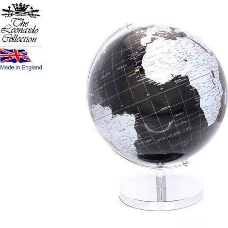 Globe terrestre moyen sur socle argenté, décoration de bureau