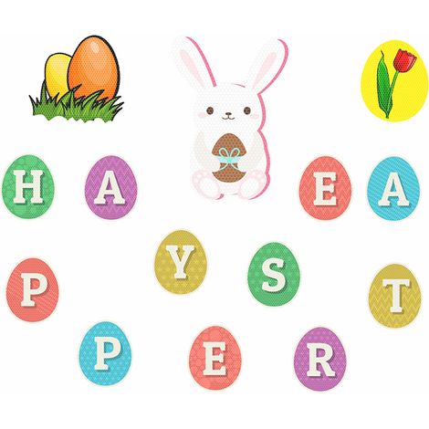 Ensemble de 14 aimants pour réfrigérateur en forme de lapin de Pâques, autocollants mignons en forme d'œufs de Pâques, décorations de voiture pour Pâques (1/5)