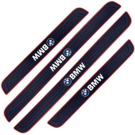 4 PCS Barres de Seuil de Porte Voiture Plaque de Seuil Protecteurs Autocollant Voiture Film Adhésif pour Protection Seuil Porte Garde-Plaque de Seuil de Porte Voiture en Caoutchouc Souple PVC(BMW) (1/4)
