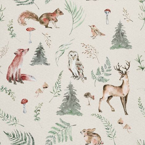 Tela decorativa Oxford para exteriores - motivo de animales del bosque I DX694 (1/5)