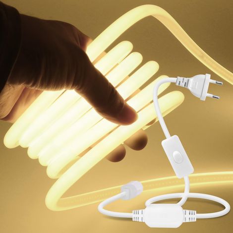 Ruban LED COB 220V IP65 270° 6m, 288 LEDs/m, Blanc Naturel, Sans Transformateur, Étanche, pour Chambre Cuisine Miroir (1/5)