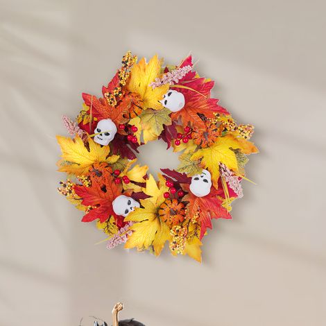 Halloween-Dekorationen, Kürbisschädel-Girlande, 30 x 28 cm, Erkerfenster, Einkaufszentrum, Bar, Hängedekorationen für Thanksgiving (1/4)