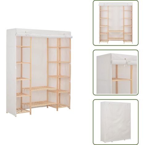 Weiß Kleiderschrank - vidaXL Kleiderschrank Weiß 135 x 40 x 170 cm Stoff - Kleiderschrank mit Stoffbezug (1/5)