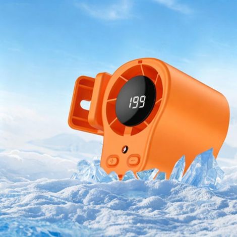 Ventilador portátil con clip, luz y ajustes de velocidad de 1 a 199, que libera tus manos y ofrece una experiencia fresca y confortable, color naranja. (1/5)