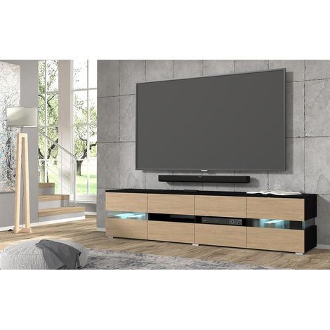 Mobile TV VIPER 186 cm Pannello MDF nero opaco / rovere pietra (1/5)