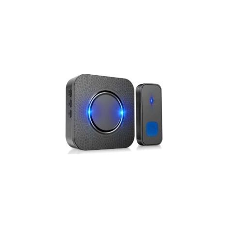 Kabellose Türklingel, 300 m Reichweite, IP55 wasserdicht, elektronisches Türklingel-Set mit Steckdosenempfängern für Zuhause, 55 Melodien mit 5 Lautstärkestufen, blaue LED – Crezuo (1/4)