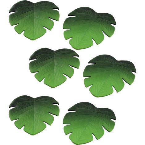 Lot de 6 dessous de verre en EVAmotif feuilles de palmier artificielles tropicalesvert. (1/5)