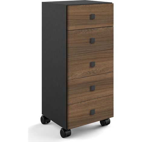 Lineabeta - Base 5 cassetti con ruote Runner in nero / rovere (1/2)