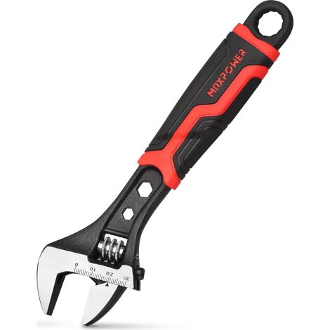 MaxPower Llave Inglesa 200mm, Llave Ajustable Pequeña 3-EN-1 con Capacidad de Apertura Máxima de 30 mm y Mango de Agarre de Goma Suave (1/5)