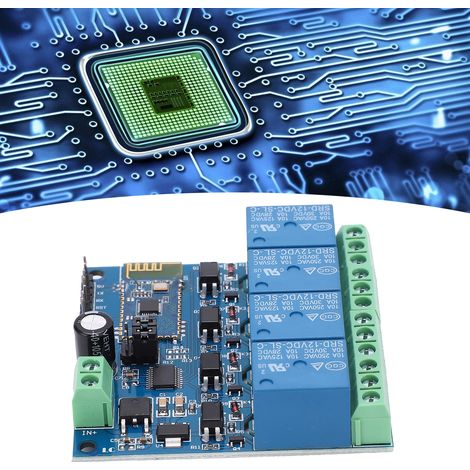 Module relais Bluetooth 12 V à 4 canaux, interrupteur de télécommande Bluetooth à quatre canaux pour maison connectée via application mobile Android (1/5)