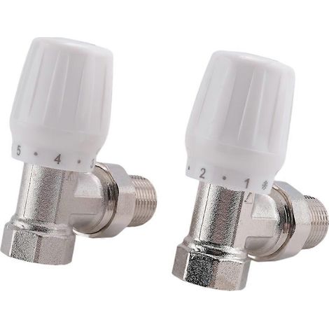 Robinet thermostatique de radiateur, lot de 2, 15 mm x 1/2 pouce, robinet thermostatique d'angle TRV. (1/5)
