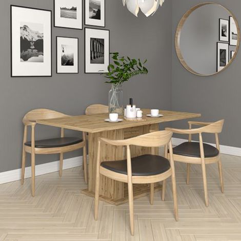 Rechteckiger Esstisch Litenane, 6 Personen, Eiche Knotenoptik, 120x80x74h cm, Braun (1/3)