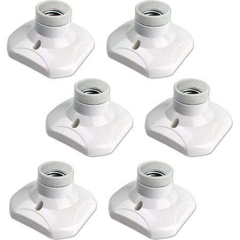 Lot de 6 Douille Plafond E27 à Visser AC 220-240V, Support Douille pour Ampoule LED ,Base Plafonnier Culot E27 NPTERBL (1/5)