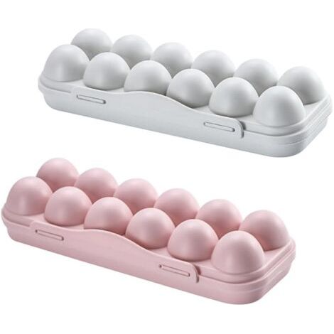 QORVA-12 Grilles Boîte de Rangement des Oeufs avec Couvercle 2 Pièces 12 Grille Boite Oeuf Boîte à Oeufs en PP Plateau à Œufs Support à Œufs pour 12 Œufs Conteneur de Stockage d'oeufs