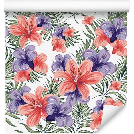 Papel pintado de flores primaverales de colores para salón y dormitorio, 50x1000 cm. (1/5)