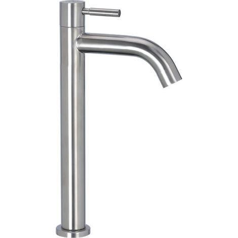 Robinet d'eau froide monocommande en acier inoxydable pour lavabos de salle de bain. (1/5)