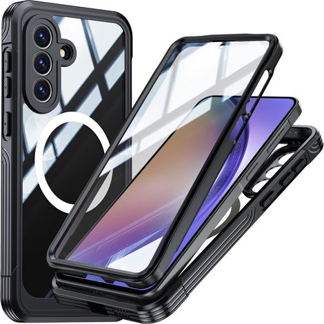 Étui pour Samsung Galaxy A37 5G, antichoc, avec verre trempé, compatible MagSafe, noir (1/4)